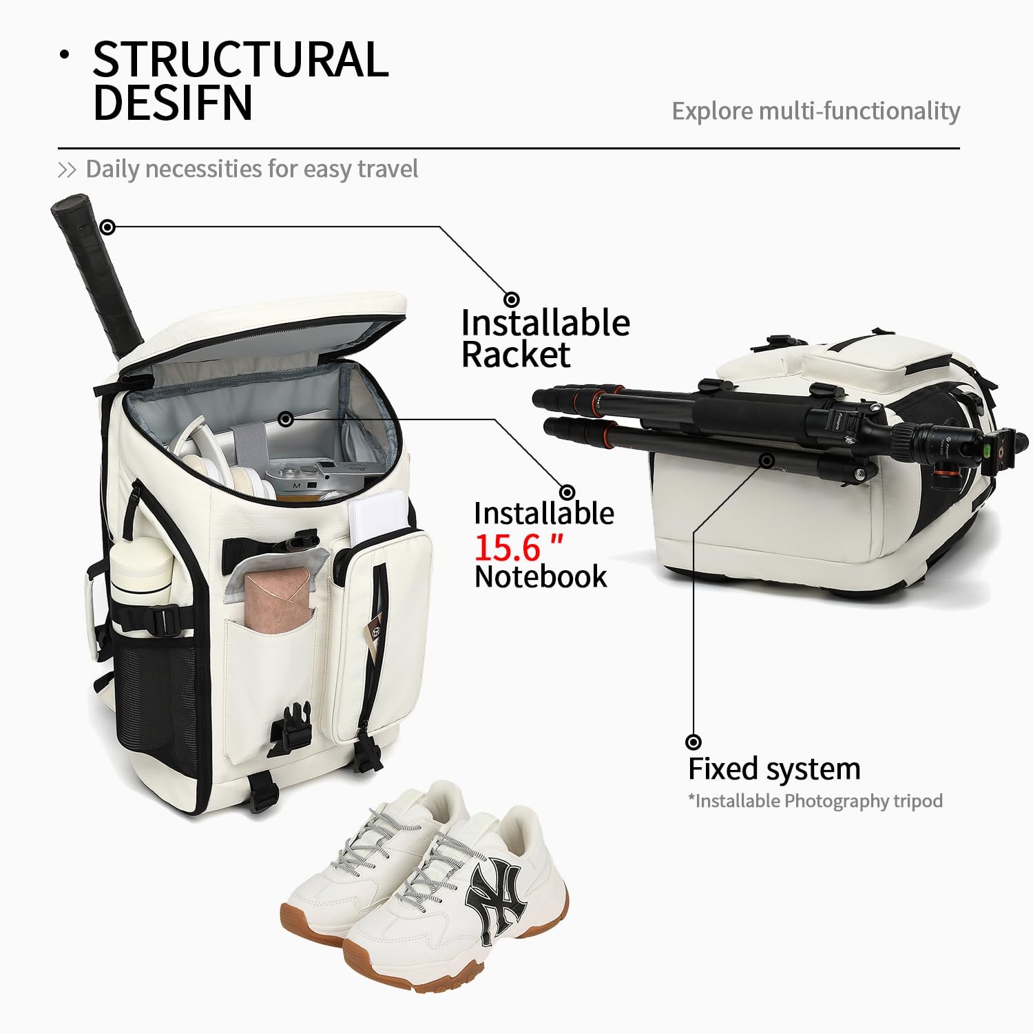 Gym Duffle Tennis Bag Backpack 4-Way Waterproof Shoes Compartment Travel Sport