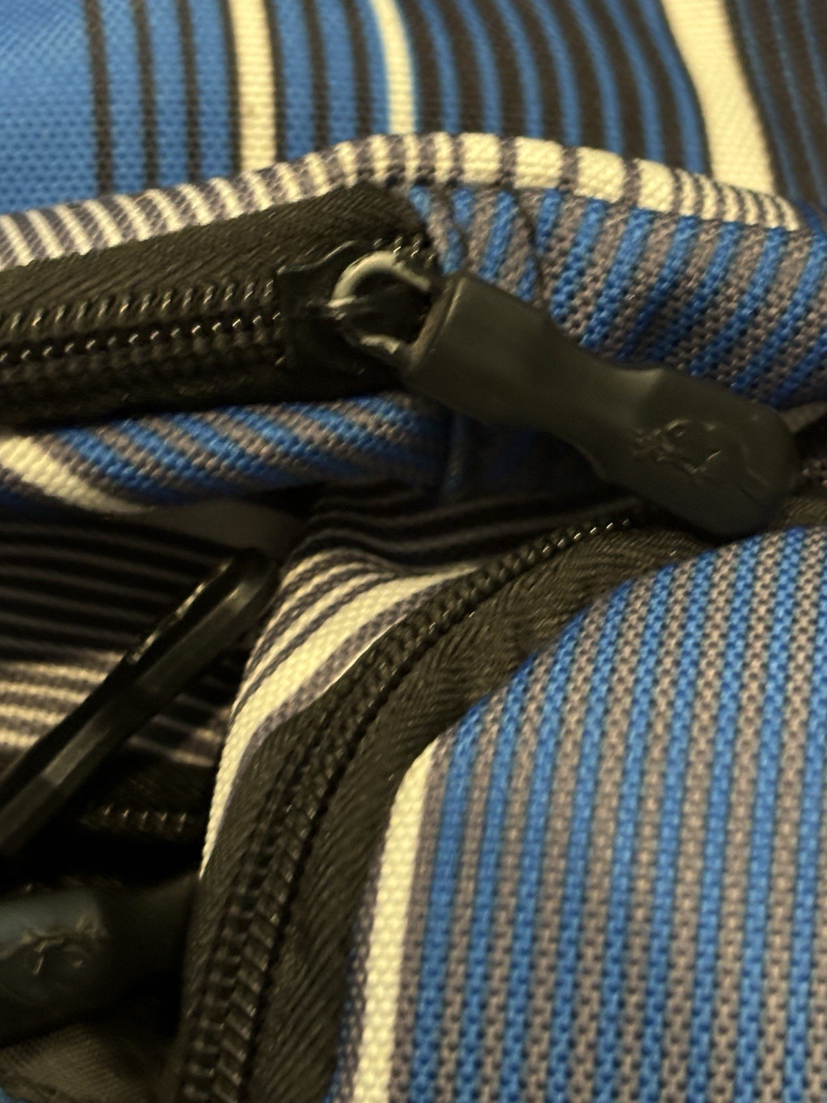 Roots Backpack Book Bag 6 Zipped Beaver Blue Striped Y2K School Canada