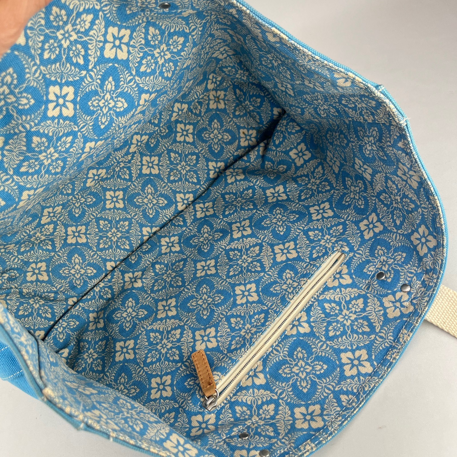 LL Bean Boat Tote Bag – RARE Reversible Solid Blue or Print Leather Handles