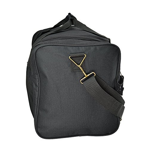 Medium Black Polyester Duffel Bag with Mesh Pockets and Shoulder Strap 17x9x9