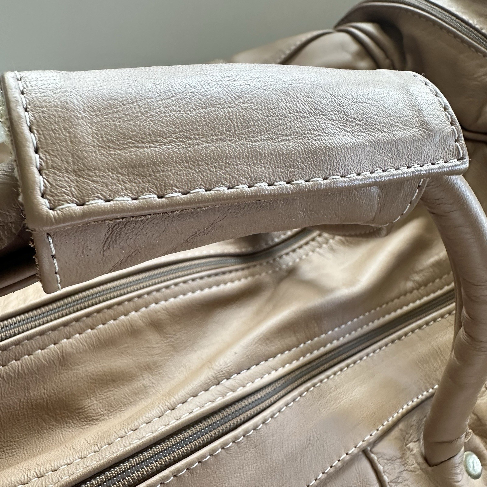 Handmade Mexico Vintage Carroll Top Grain Tan Leather Duffel Bag 22”x10”x12”