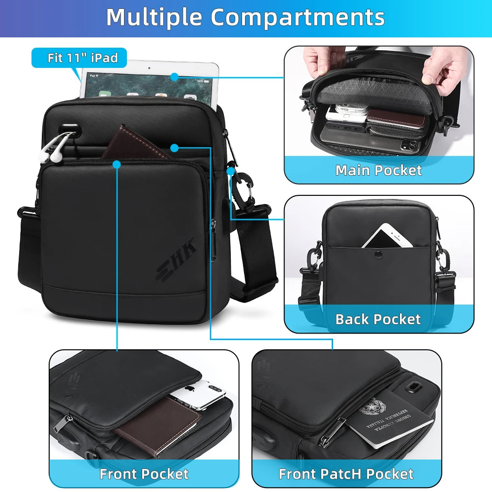 HK New Men’s Shoulder Bag Large Capacity Crossbody Bag Waterproof Business