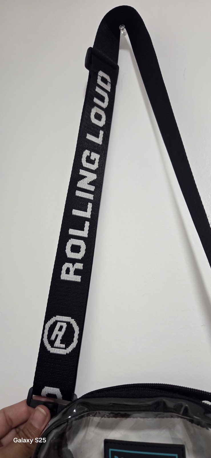 Rolling Loud Clear Zip Crossbody Bag Adjustable Strap Black, Festival Travel