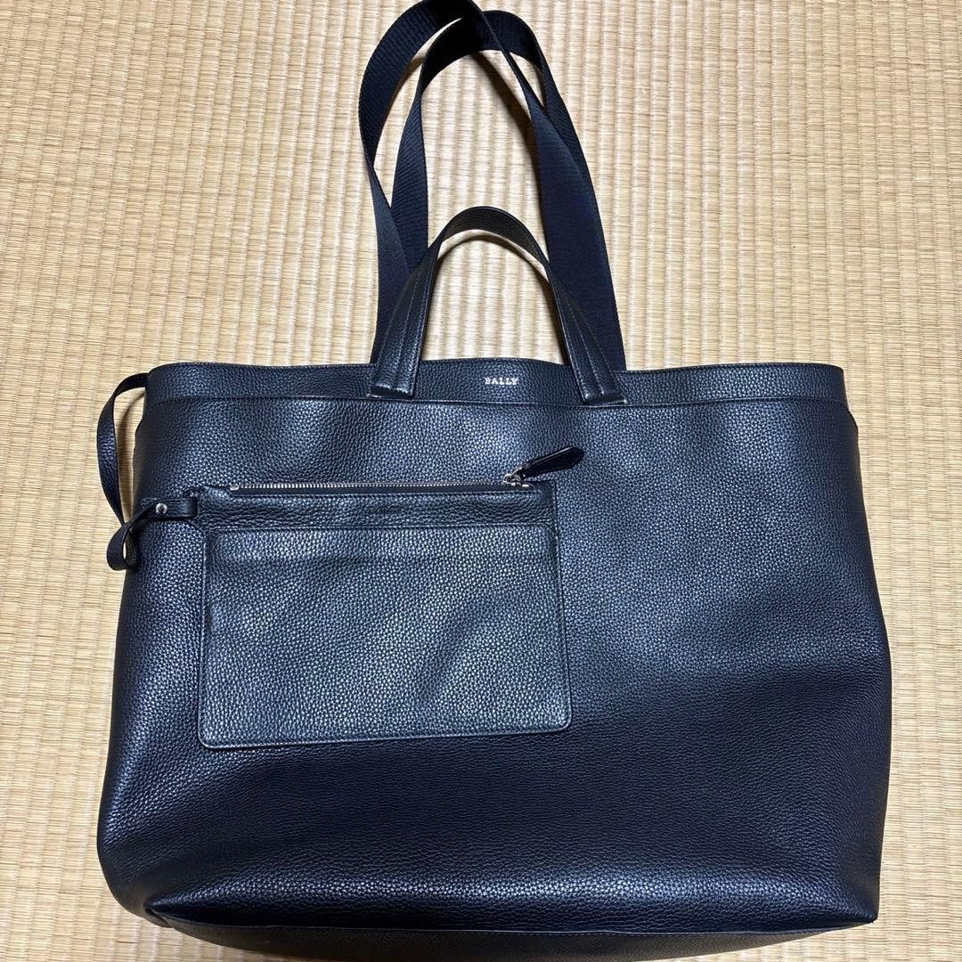 Bally Men’s Black Leather Tote Shoulder Bag Pocket with pouch 40x53x13cm