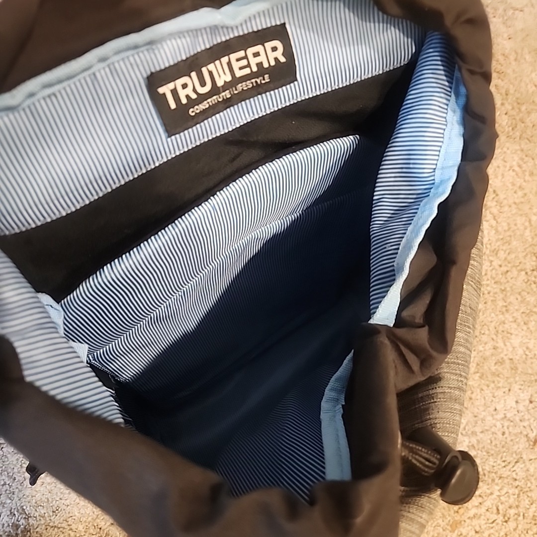TRUWEAR Laptop Travel Backpack Grey One Size Fits All Adjustable Drawstring