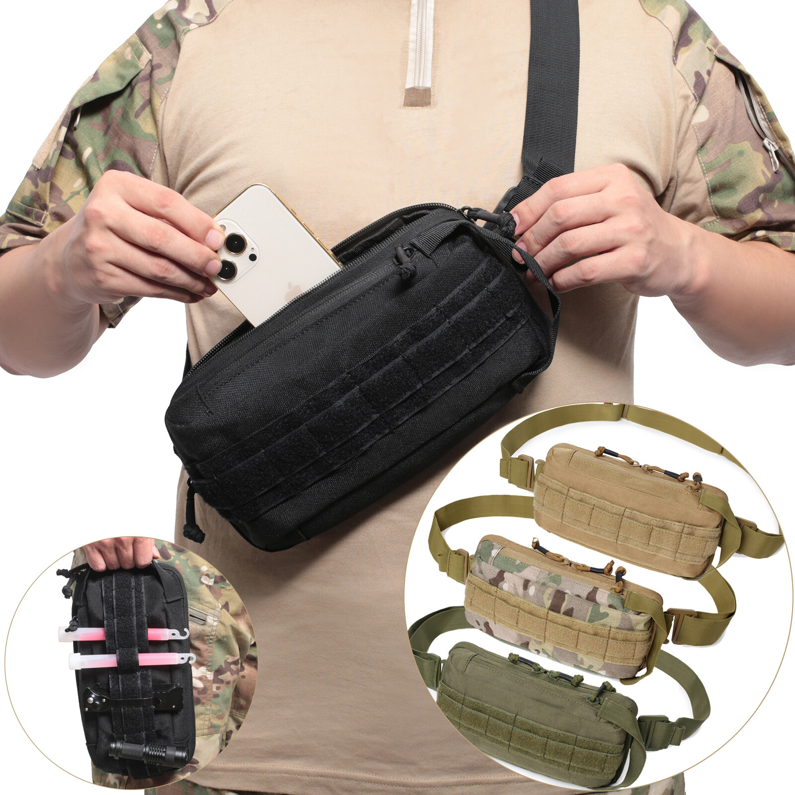 Small EDC Minimalist Crossbody Sling Bag for Men Phone Wallet Chest Backpack USA