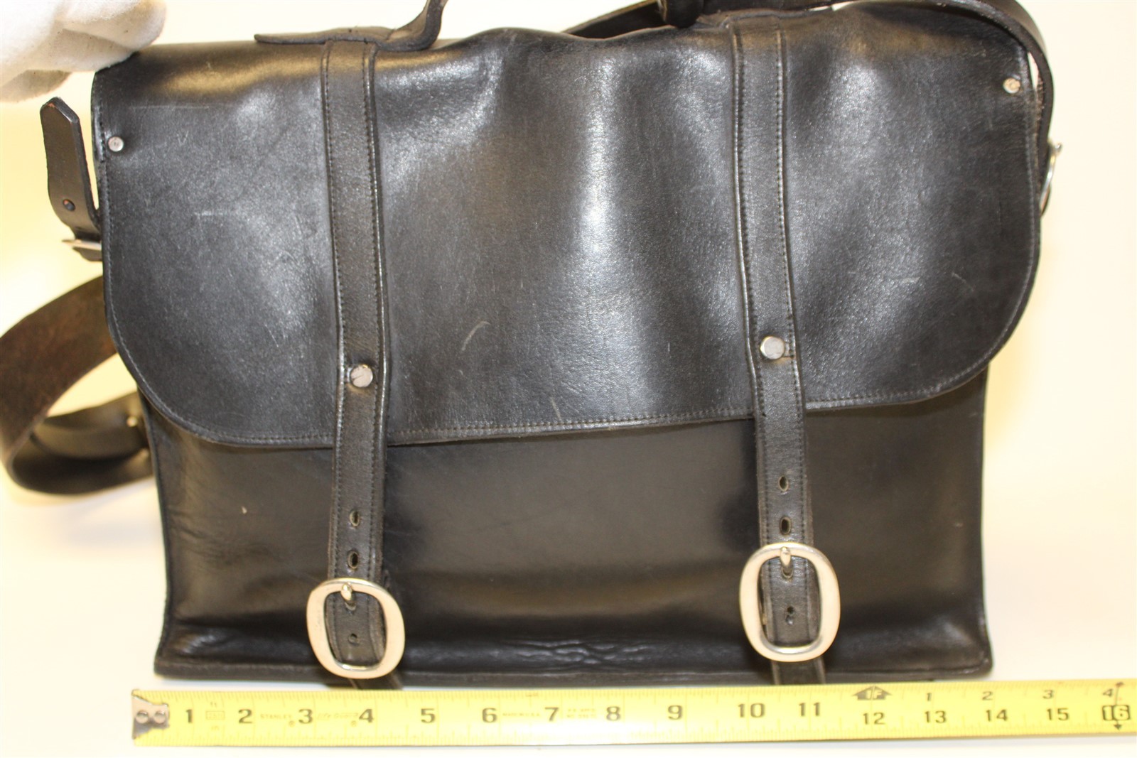 Premium Thick Leather Hand Crafted Large Black Messenger Bag