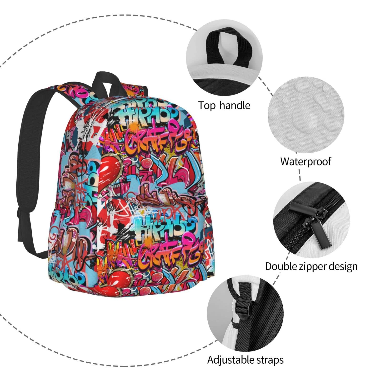 Daily Backpack Graffiti Wall, Hip Hop Art Backpacks Travel Laptop Daypack 17 …