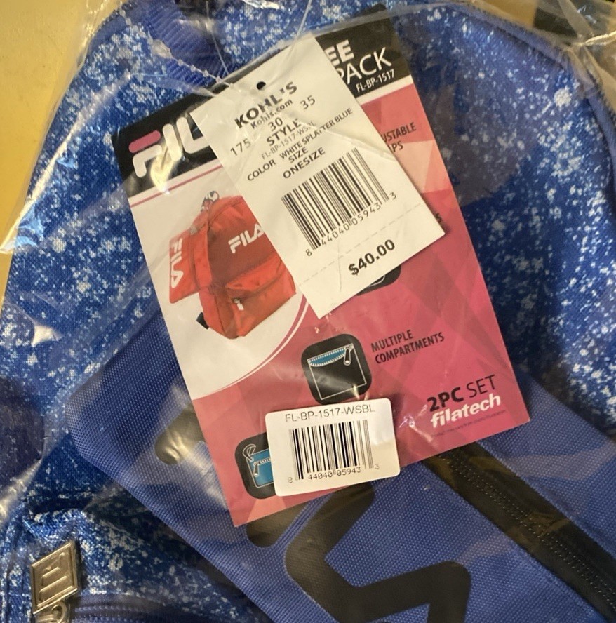 FILA Hailee 2 Piece Mini Backpack with Pouch NWT Tie Dye Blue