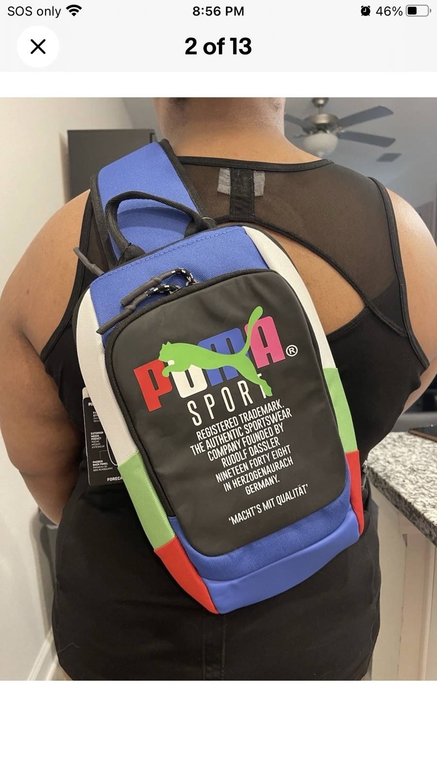 PUMA Forecast Multitude Sling Backpack Blue Multi Colored Shoulder Bag Brand New