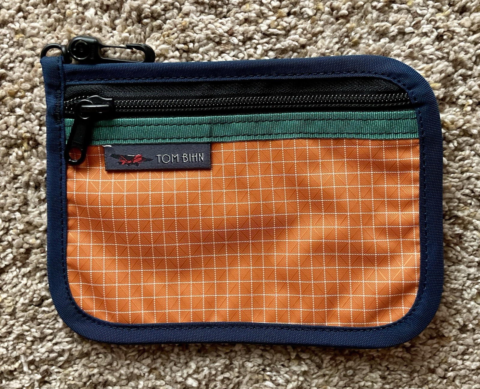 Tom Bihn Organizer Pouch Small Zest Orange Halcyon Gray Ballistic Navy Trim