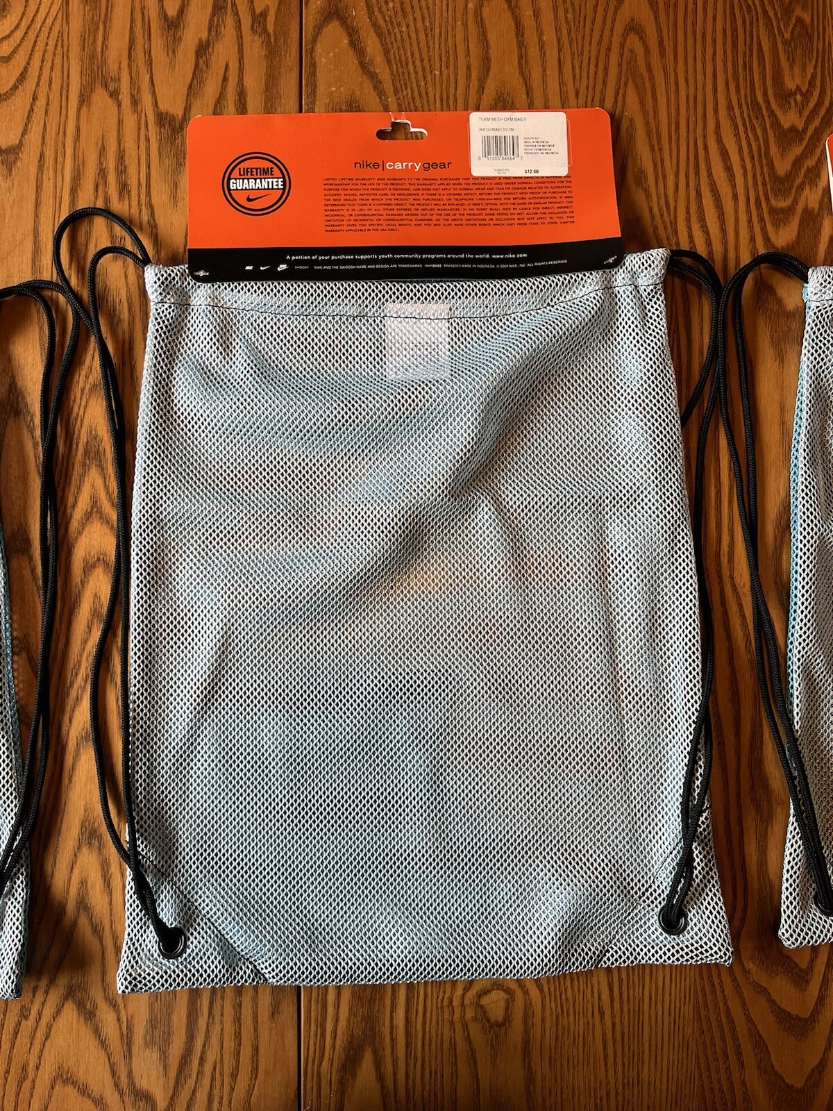 vintage NOS Nike mesh drawstring cinch gym bag carry gear blue grey Y2K 1990s