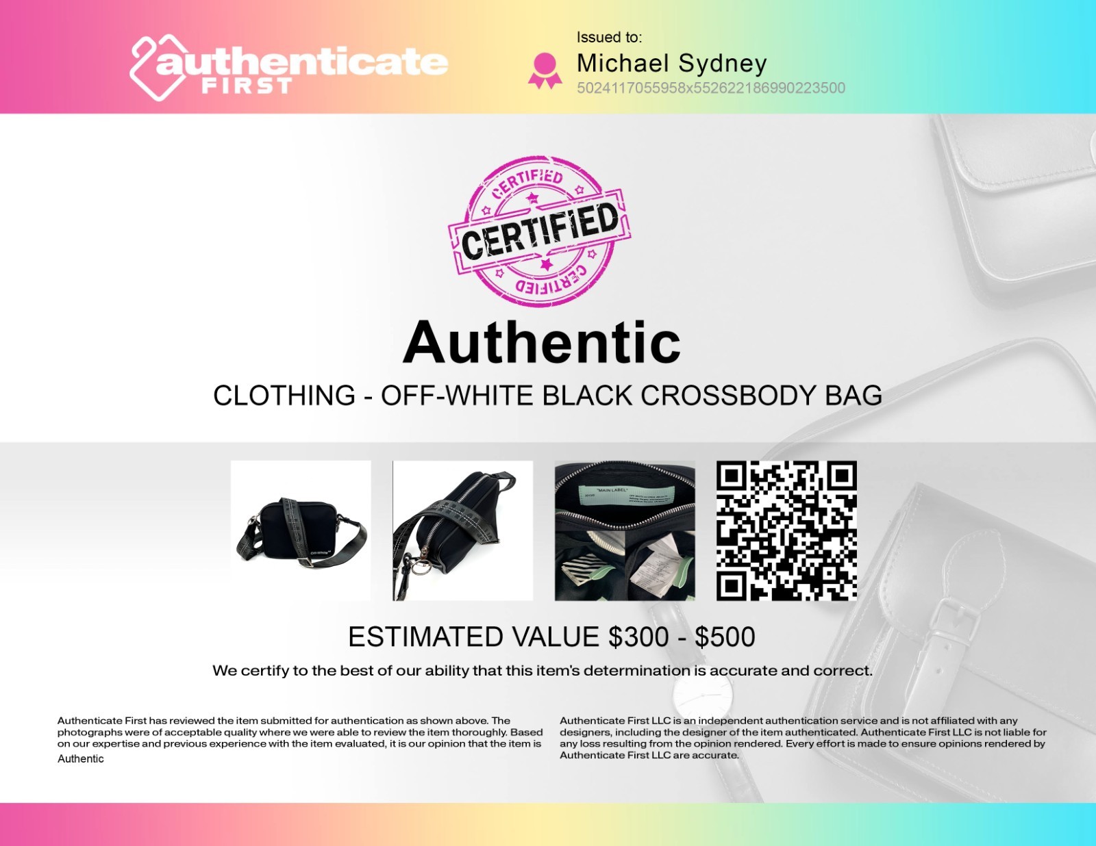 Off-White Virgil Abloh Nylon Webbing Messenger Crossbody Bag Black