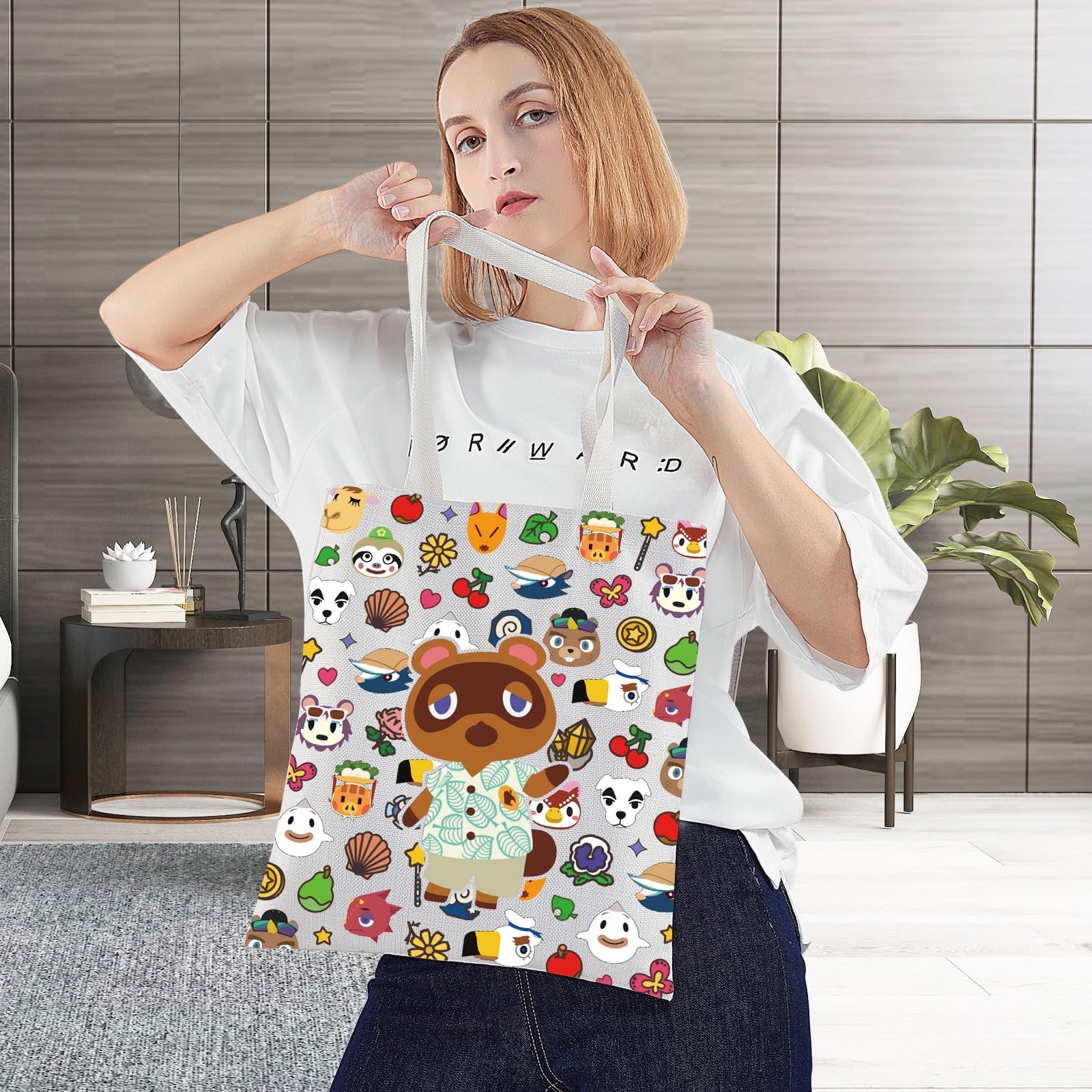 BWWKTOP Animal Villager Tote Bag Tommy 14.56 x 12.59 inches, Bear 2tg