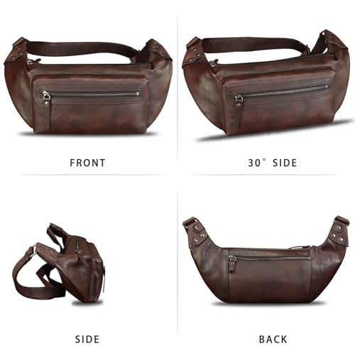 Genuine Leather Fanny Pack for Men and Women – Waist Hip Sling Crossbody Coffee