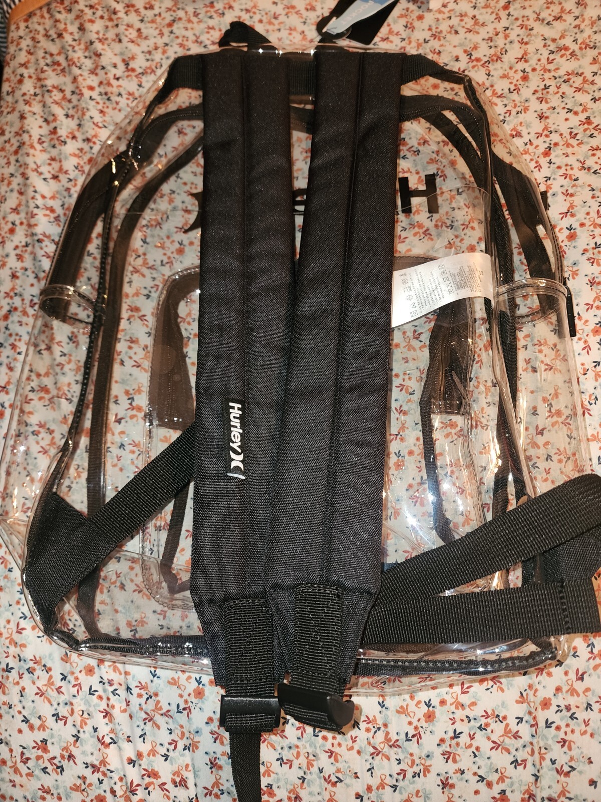 New Hurley Aurora BLACK Transparent Daypack Unisex School Backpack