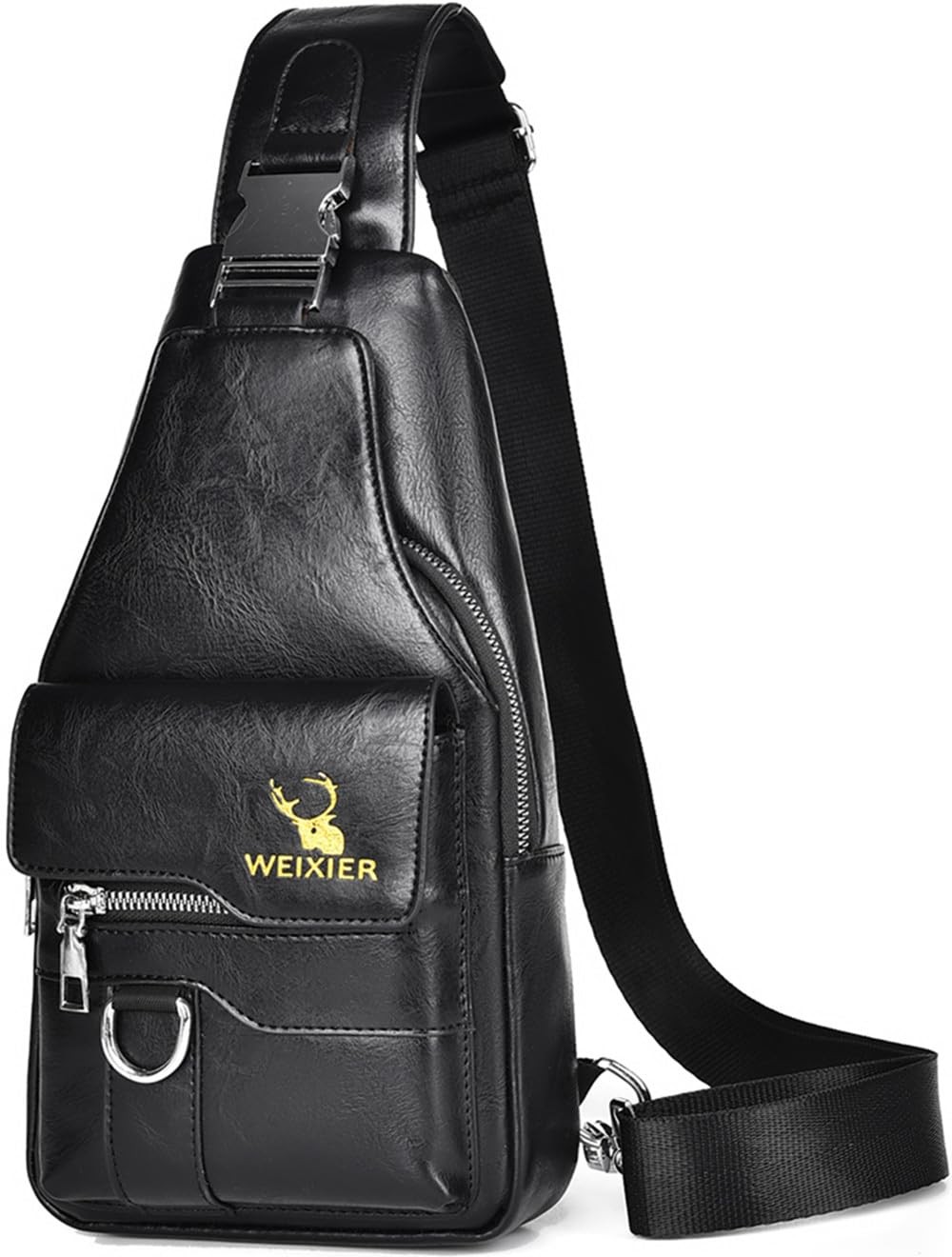 PU Leather Sling Bag for Men Waterproof Lightweight Crossbody Chest Bag