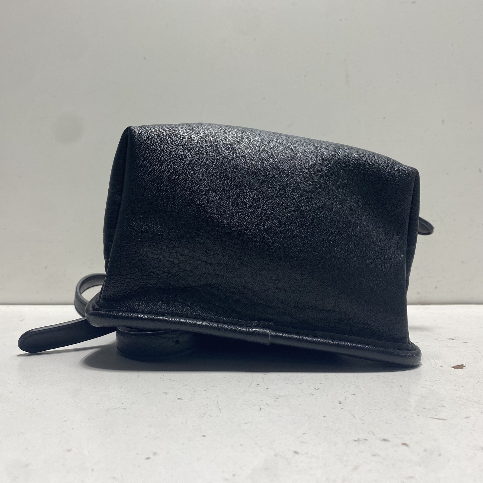 Street Level Black Vegan Leather Flap Top Backpack Brass Hardware