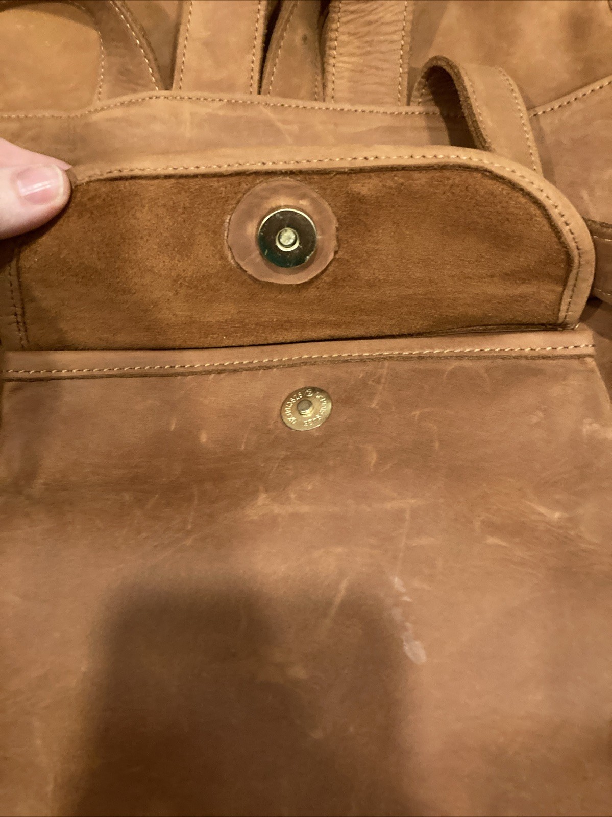One Mill & Bull Roll Top Backpack Leather Tan Brown Bag