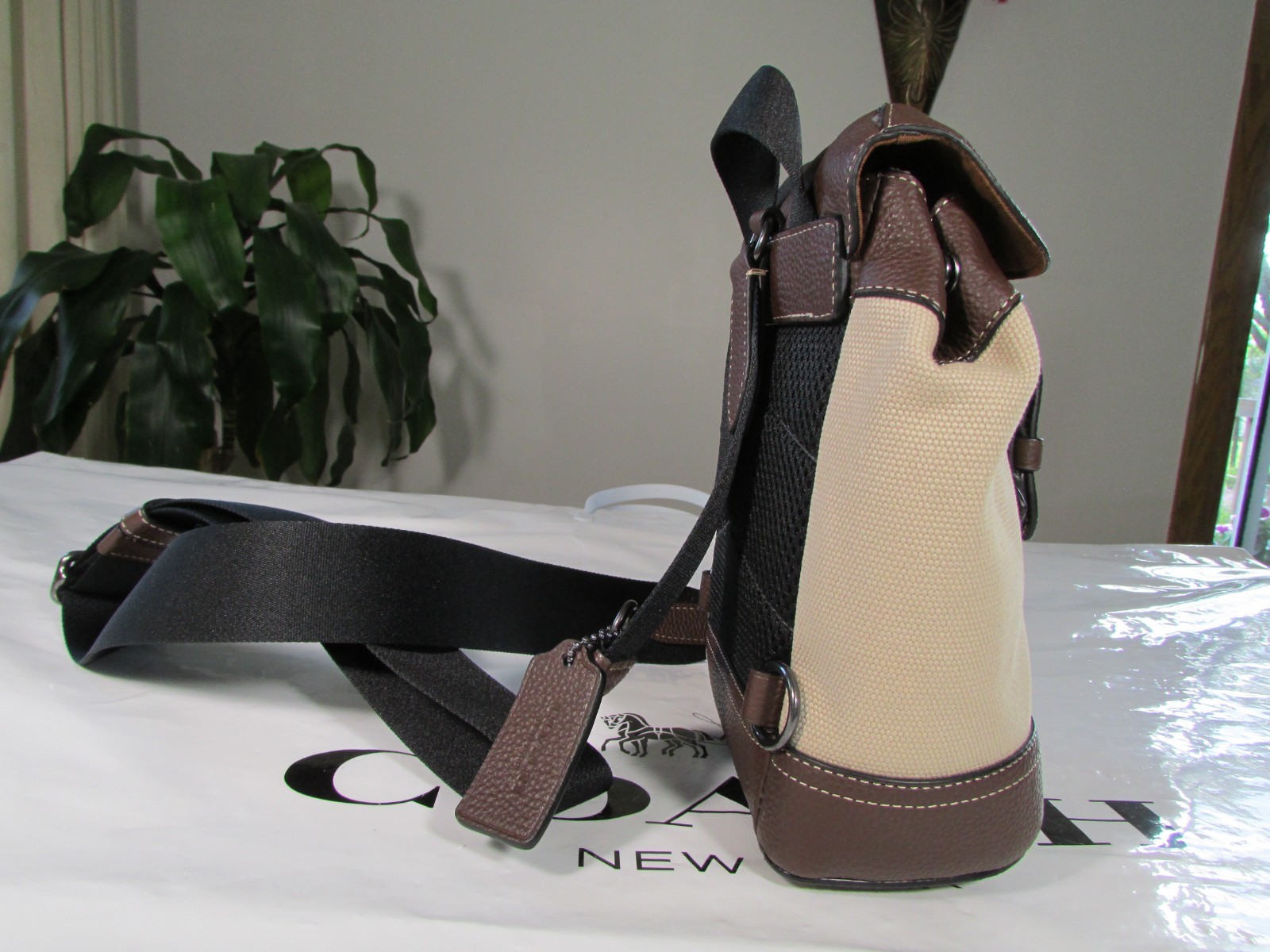 NWT Coach Canvas Hudson Small Backpack CH074 Natural / Dark Teak