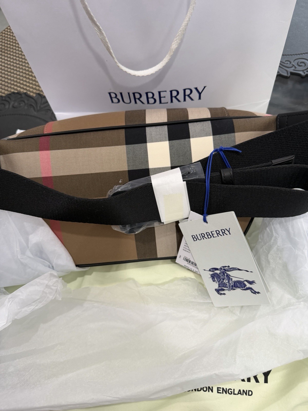 Burberry Men’s Sonny Nylon & Leather Belt Bag, Taupe Brown IP Check $995 Retail