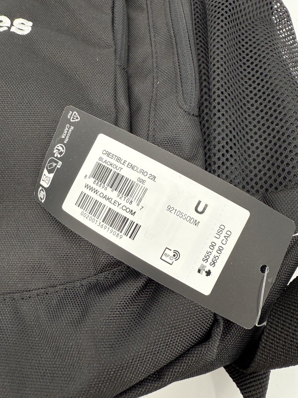 NEW Oakley Crestible Enduro 22L Backpack Blackout Charles Embroidered