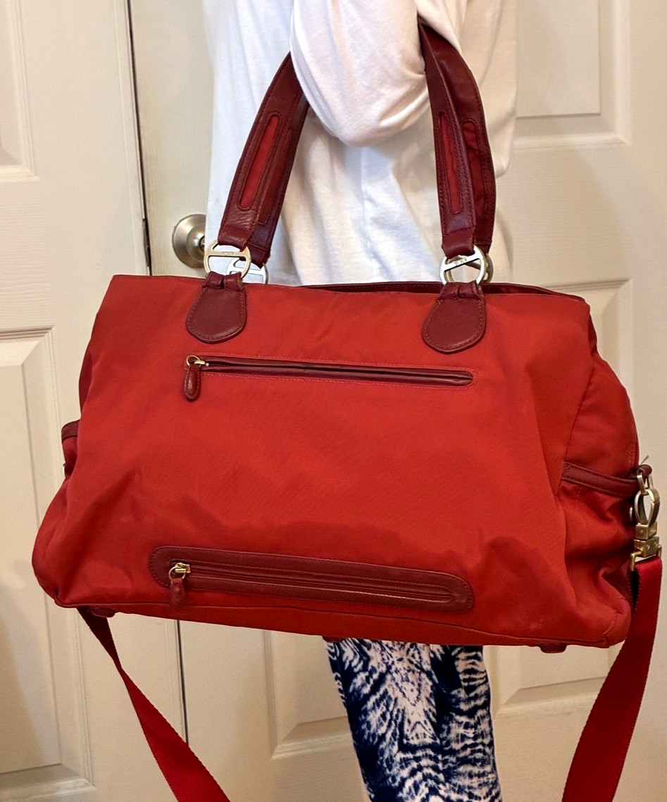 TUMI RED Nylon & Leather Carry On, Tote, Overnight, Cabin Duffle, ID 463