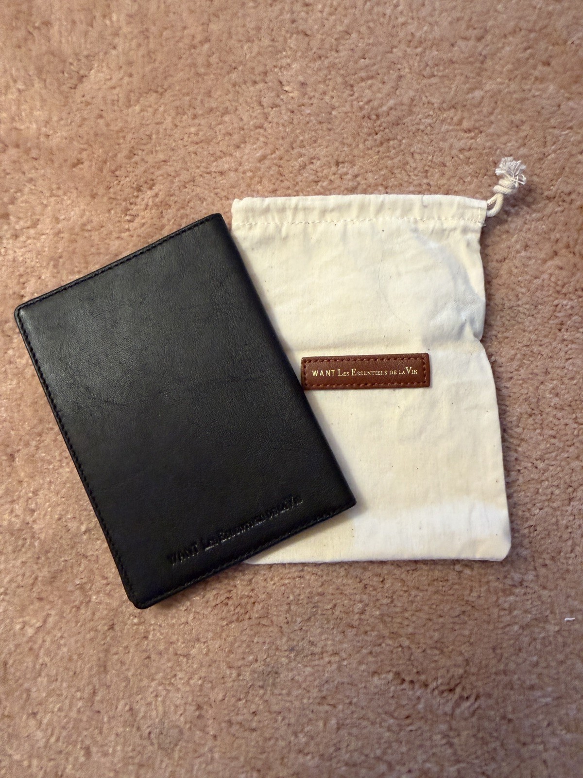 WANT LES ESSENTIELS DE LA VIE Black Leather Pearson passport cover