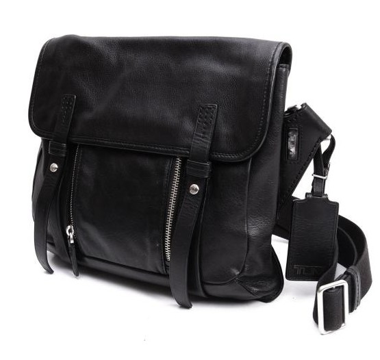 TUMI Shoulder bag Black Leather Men Messenger bag 68153D