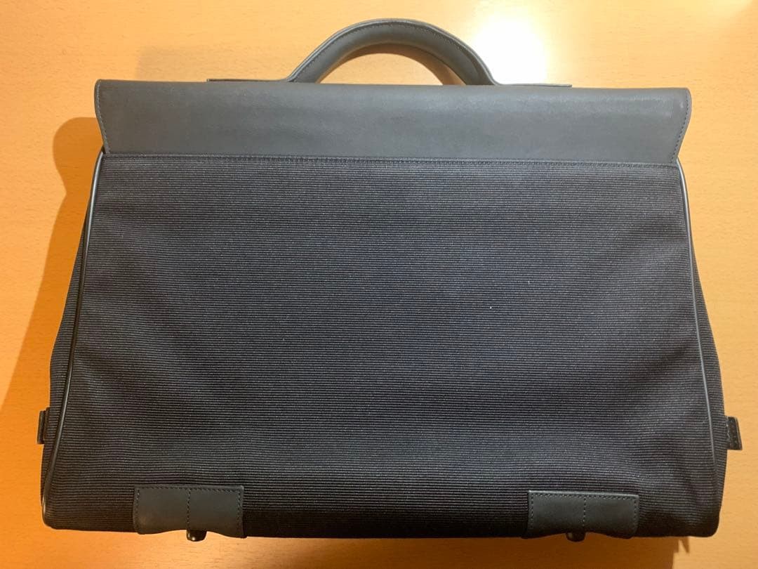 Montblanc Business Bag Black Canvas Leather Classic Briefcase Matte Finish