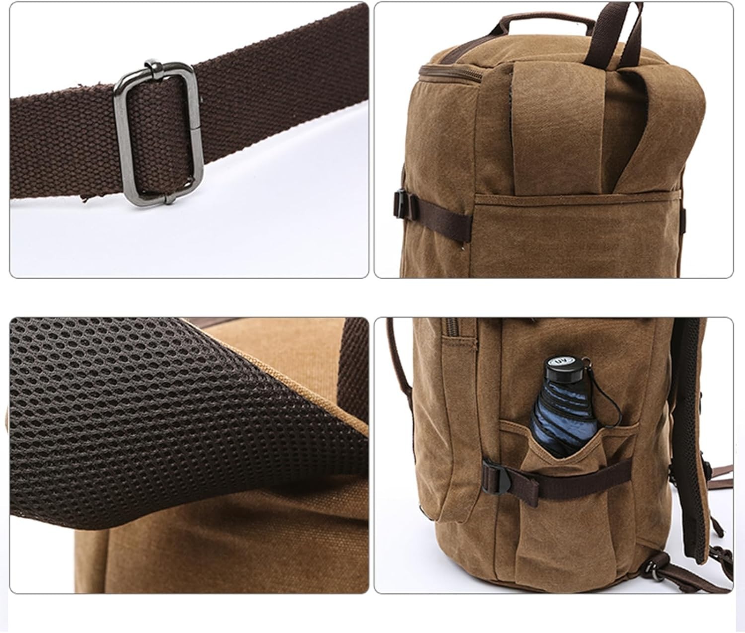Large Canvas Travel Backpack for Men Carry On Work Bag Khaki