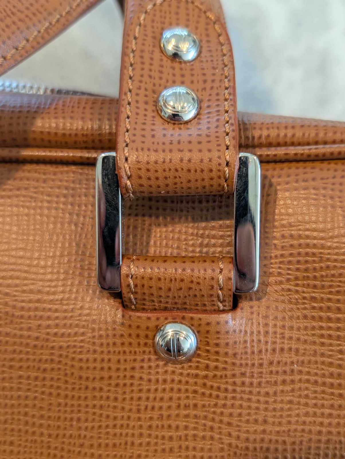 Davidoff Italian Leather Laptop Briefcase Bag in Cognac w/Palladium Hardware