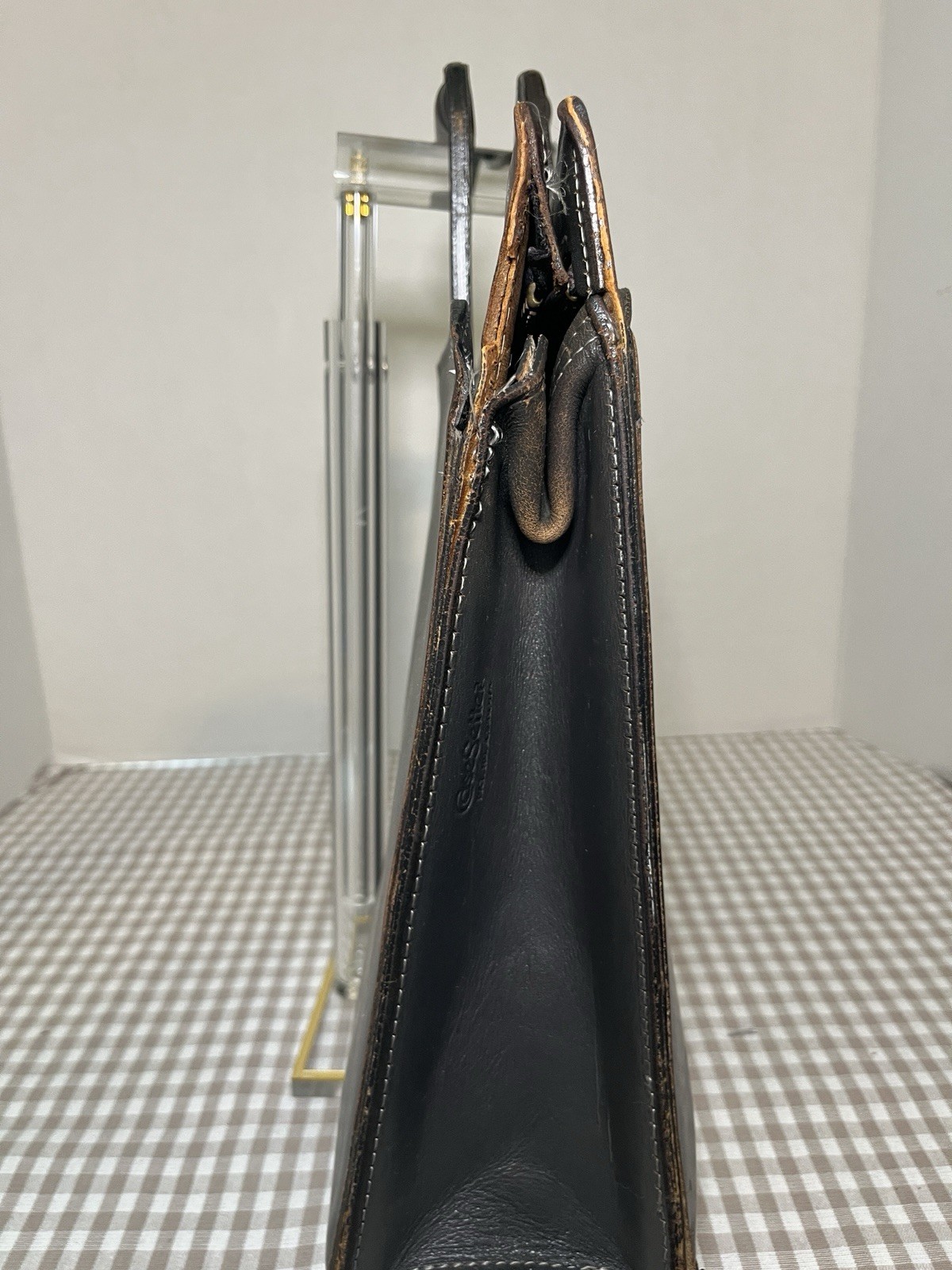 Vintage Schlesinger Brothers Black Leather Briefcase / Portfolio 1970’s-80’s