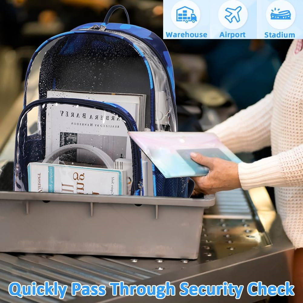 Clear Backpacks for School Heavy Duty Transparent See through Clear Backpack Sta