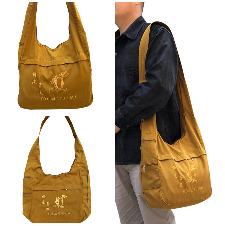 Buddhist Buddha Monk Bag Embroidery Shaolin Temple Kung Fu shoulder Bag Unisex