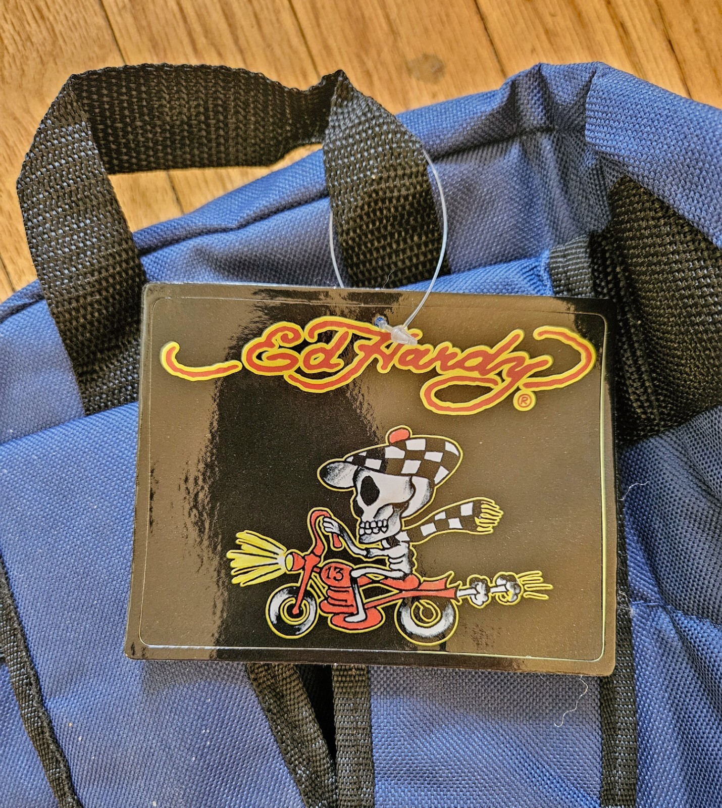 DON ED HARDY Skull With Top Hat Zip Top Carry Loop Backpack Navy & Red Unisex