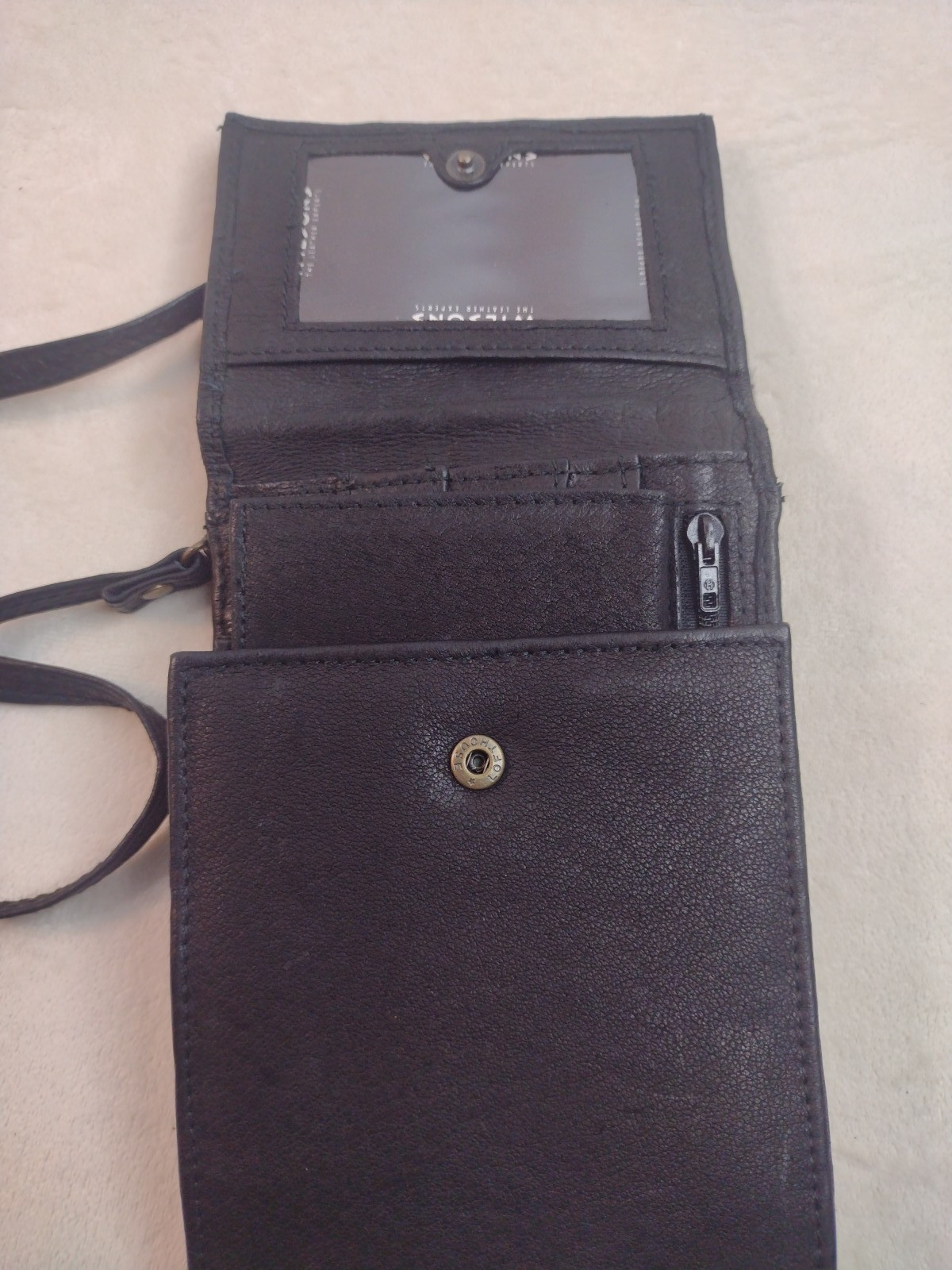 WILSONS LEATHER Crossbody Purse Wallet Phone Checkbook Travel Organizer Black
