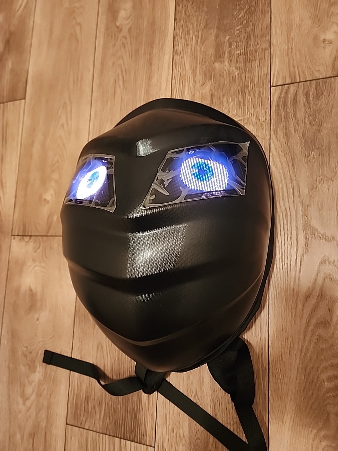 Hard Shell Backpack Ninja Knight Motorcycle LED Face
