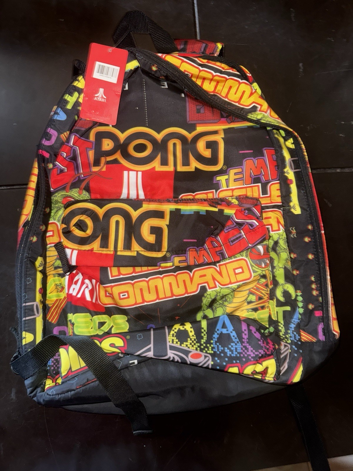 Atari All Over Print Backpack Book Bag Centipede Asteroids Missile Command Pong