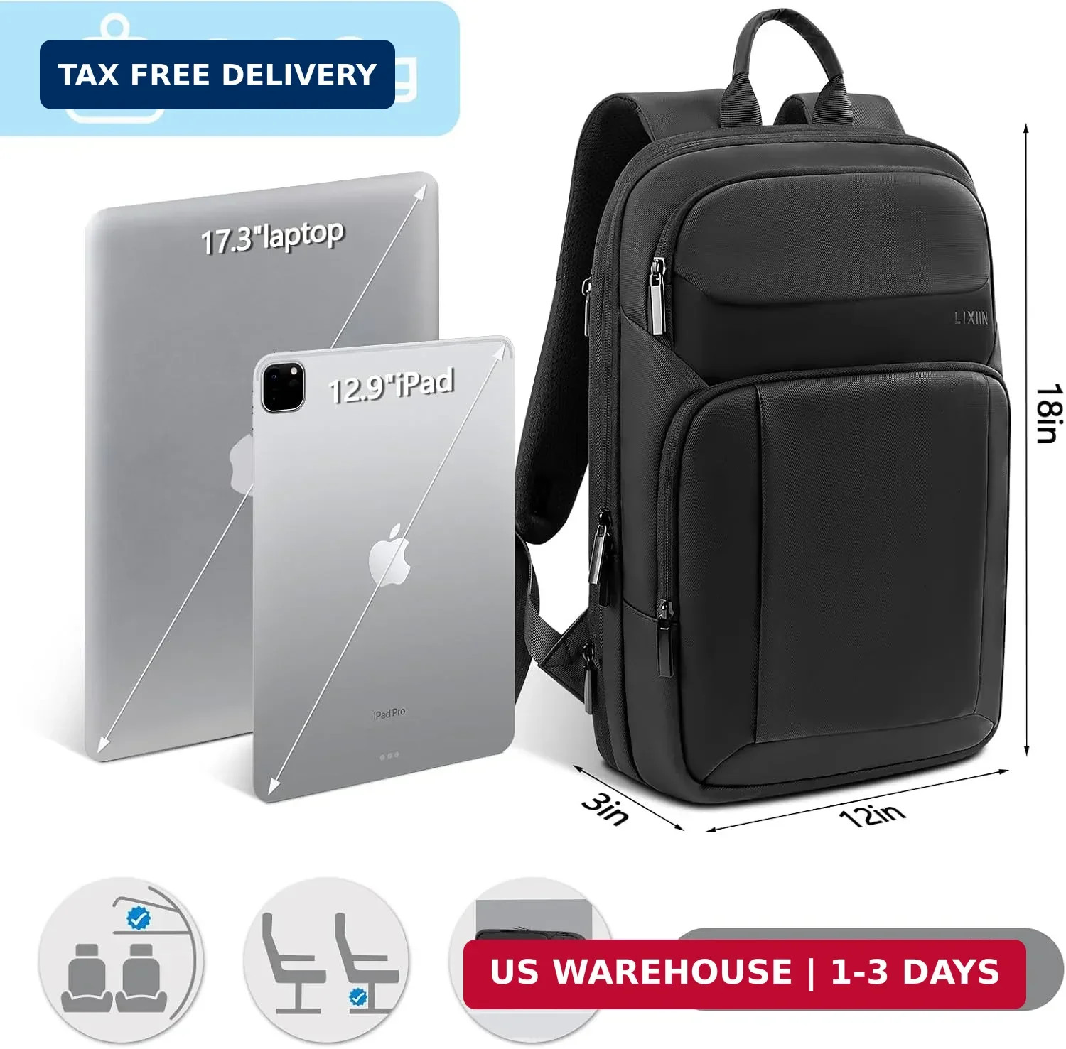 Backpack for Men Slim & Expandable Travel Laptop Backpack with USB Charging Port