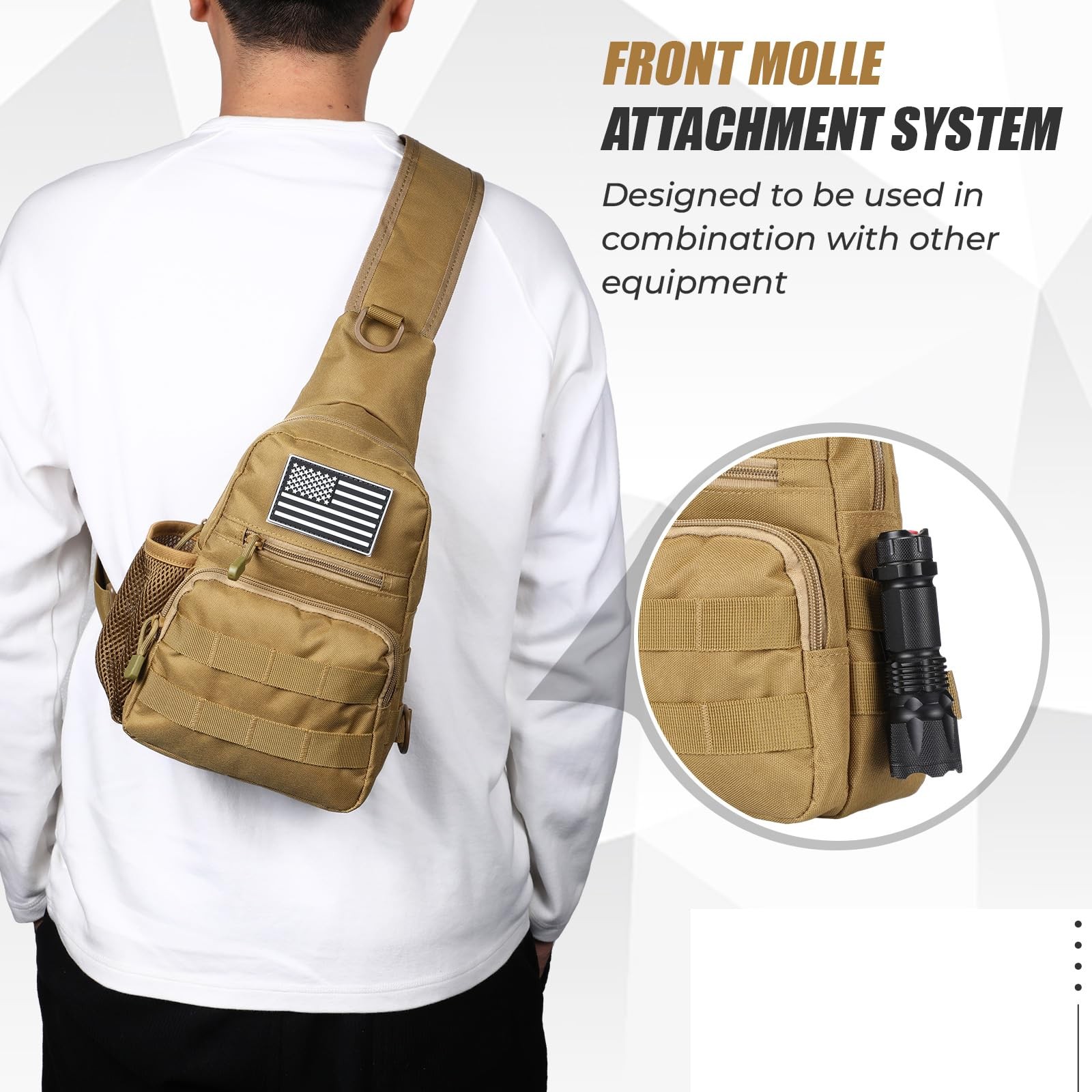 Tactical Sling Bag, Compact Military MOLLE EDC Shoulder Backpack, Crossbody C…