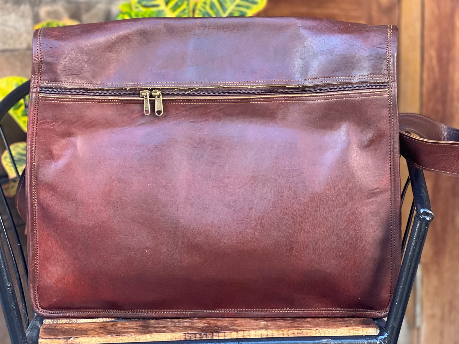 19 Inch Vintage Brown Leather Messenger Shoulder Laptop Bag Briefcase Men’s New