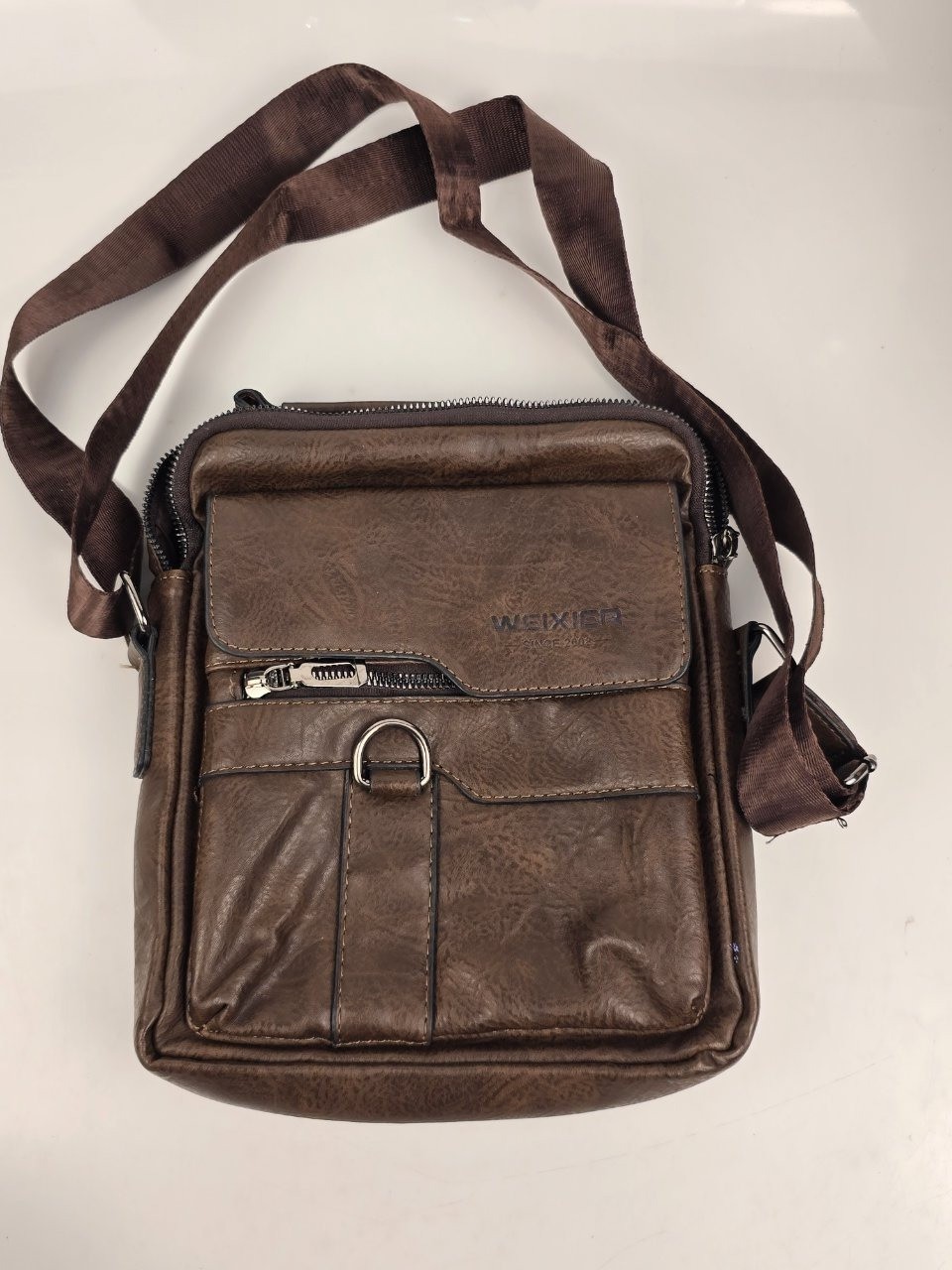 Weixier Brown Faux Leather Messenger Bag Crossbody Shoulder Sling Pack Men