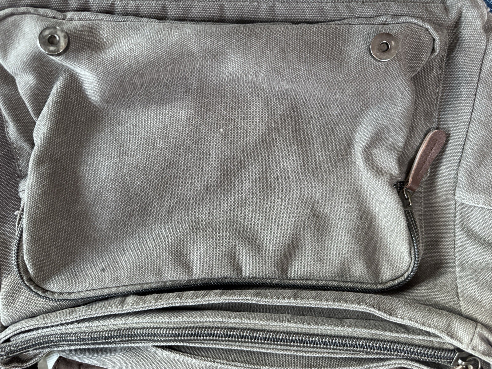 Vintage Sturdy Brown Heavy Canvas & Leather Messenger Bag-No Brand