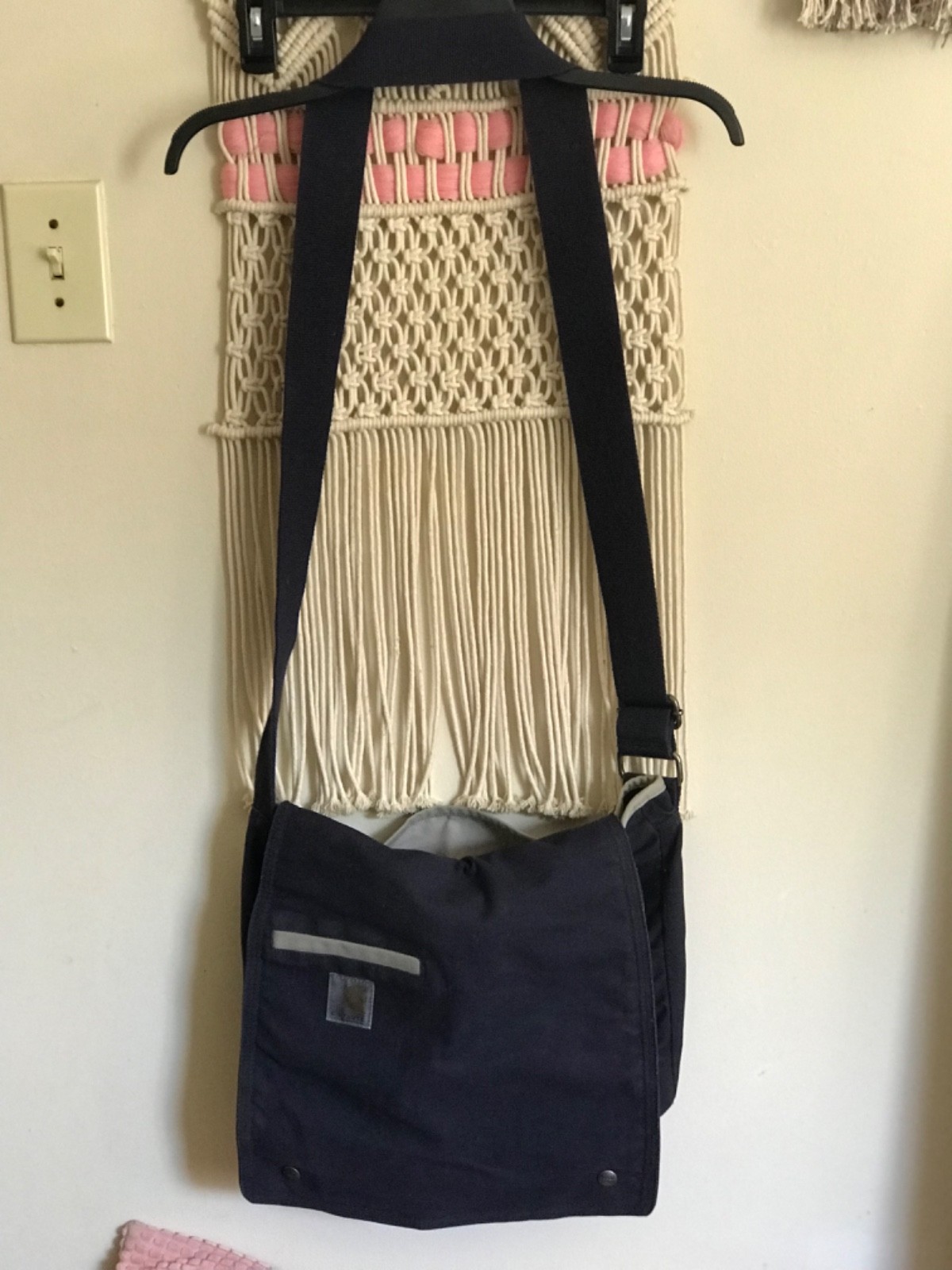 Carhartt Messenger Bag Navy Blue Snap Closure Adjustable Strap