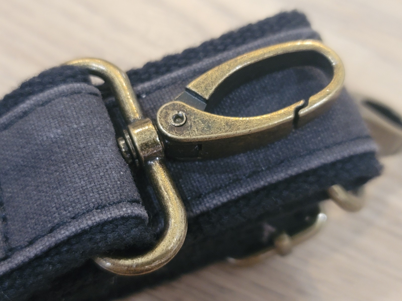 Black Duffle Bag Shoulder Strap Adjustable Bronze Hardware 54×1.5 NWOT