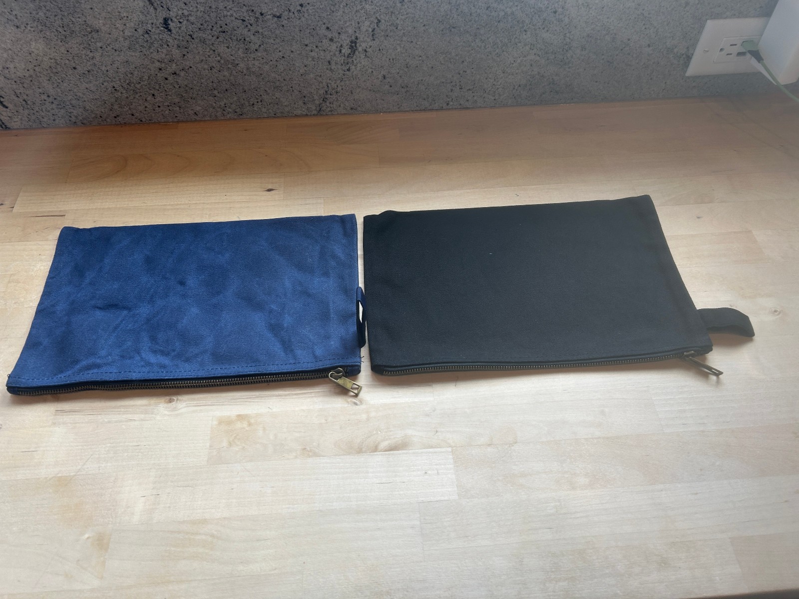 Fabric Canvas Pouches with Zipper Black, Blue- 12″x8″ (Qty 2) – 7″x4″ (Qty 2)