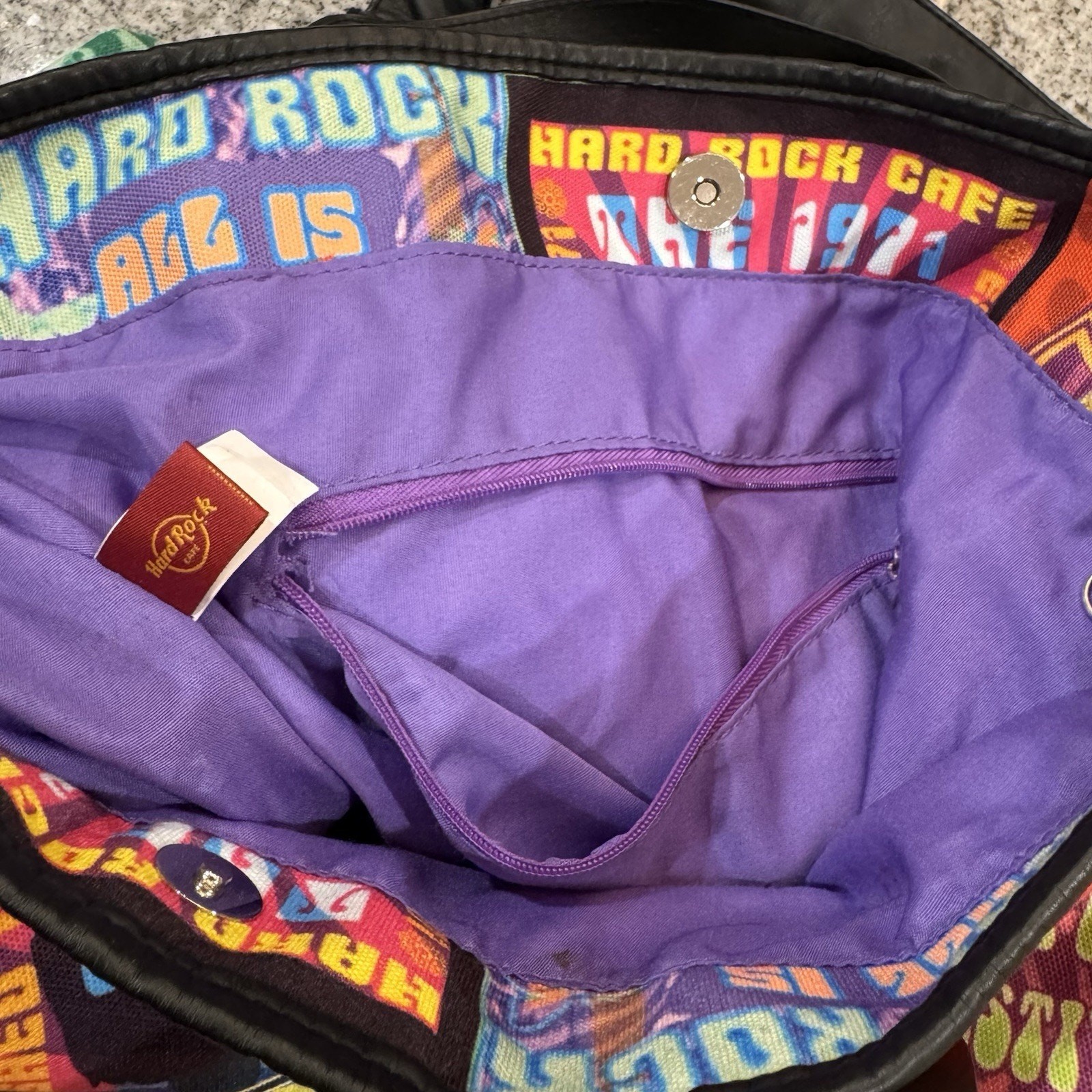 Hard Rock Cafe Concert Poster Graphic Messenger Tote Bag Purse Retro Boho *READ