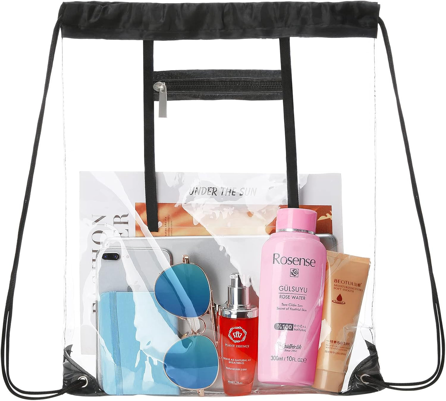 2 PACK Clear Drawstring Bag Stadium Approved, See through PVC