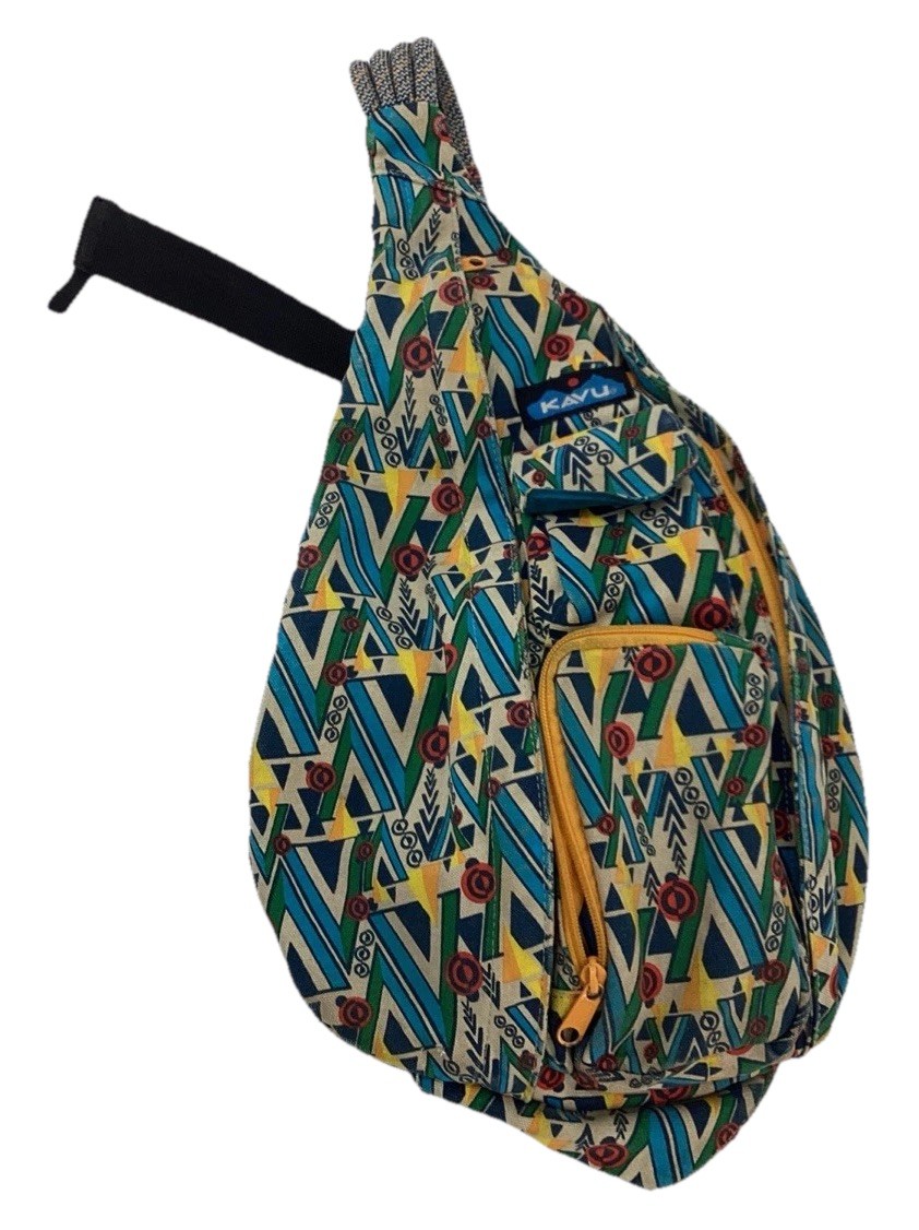 Kavu Rope Sling Crossbody Backpack Cotton Multicolor Geometric Design Light Blue